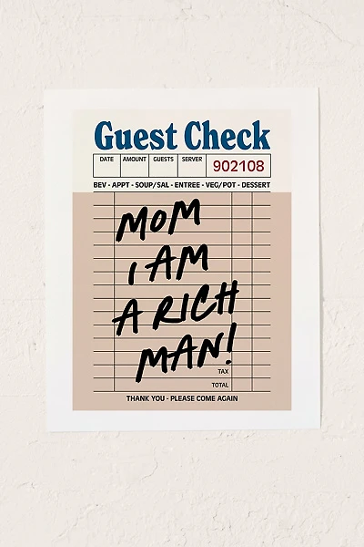 poiseparadise Mom I Am A Rich Man Art Print