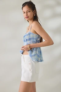 Abrand Venice Wester White High-Waisted Denim Shorts