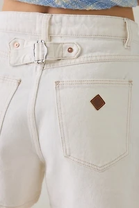 Abrand Venice Wester White High-Waisted Denim Shorts