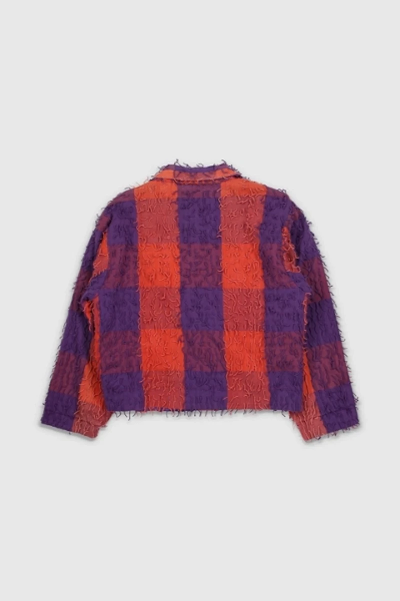 Vintage 90s Textured Plaid Button-Up Jacket