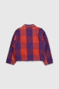 Vintage 90s Textured Plaid Button-Up Jacket