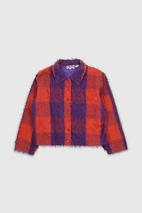 Vintage 90s Textured Plaid Button-Up Jacket