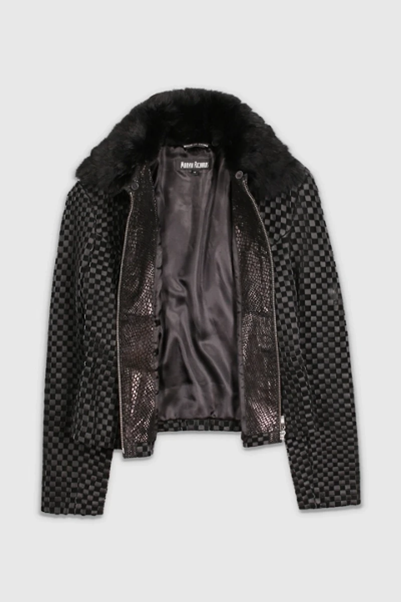 Vintage 90s Leather Fur Lined Jacket