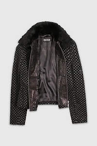 Vintage 90s Leather Fur Lined Jacket