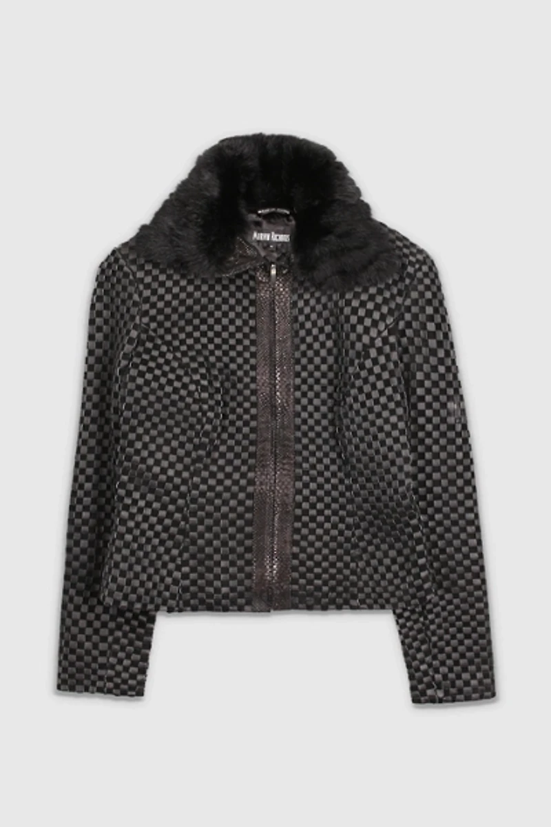 Vintage 90s Leather Fur Lined Jacket