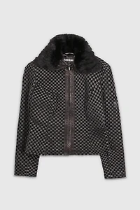 Vintage 90s Leather Fur Lined Jacket