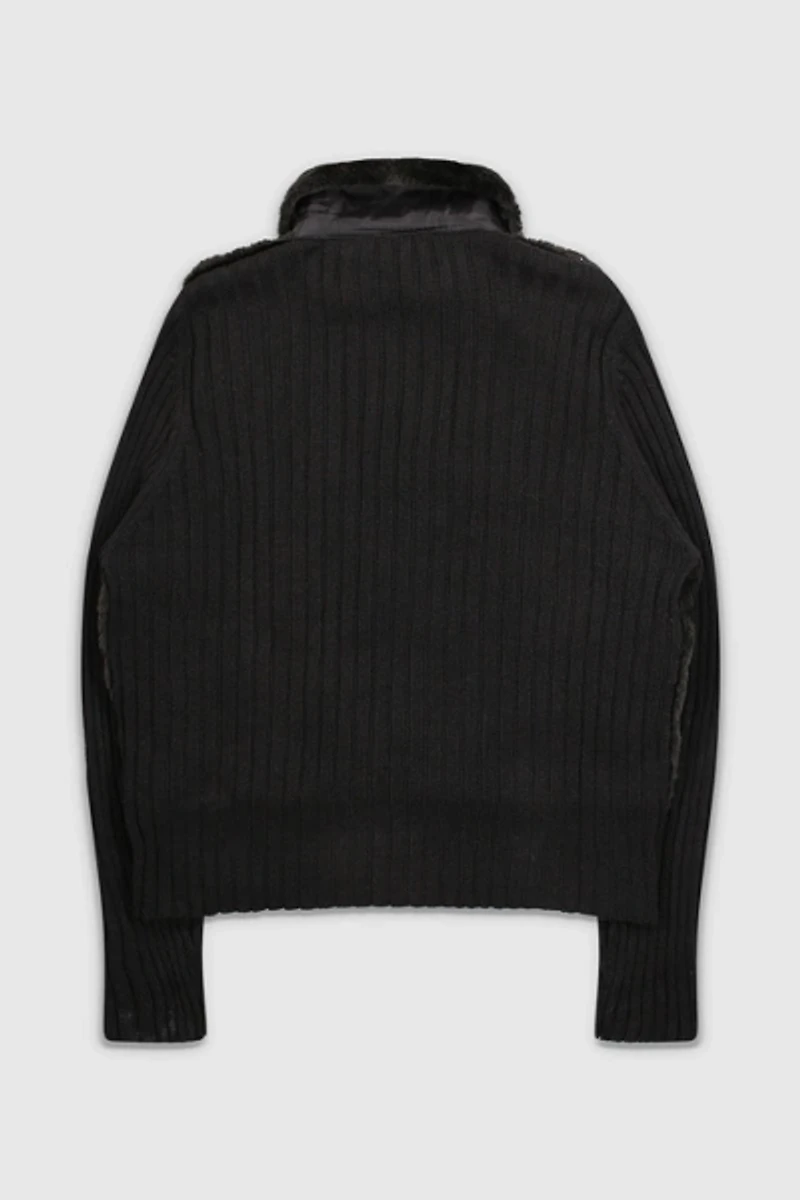 Vintage Y2K Black Faux Fur Cardigan