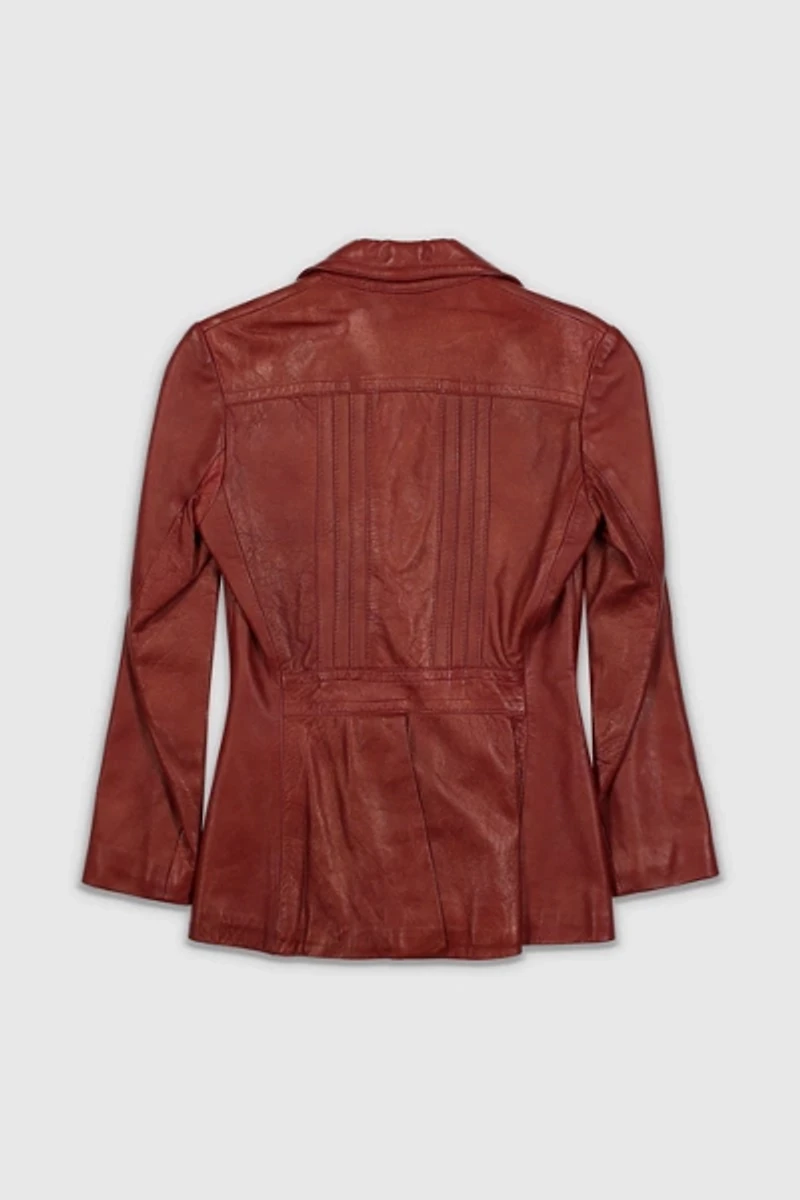 Vintage 90s Ruby Red Leather Blazer