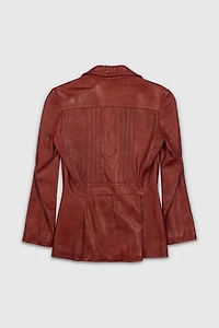 Vintage 90s Ruby Red Leather Blazer