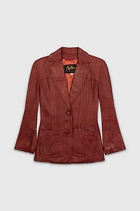Vintage 90s Ruby Red Leather Blazer