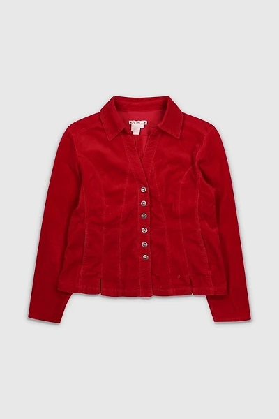 Vintage 90s Red Corduroy Button-Up Jacket