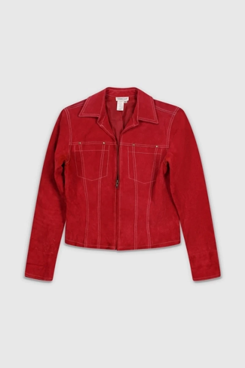 Vintage 90s Red Suede Jacket
