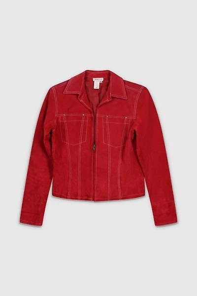 Vintage 90s Red Suede Jacket
