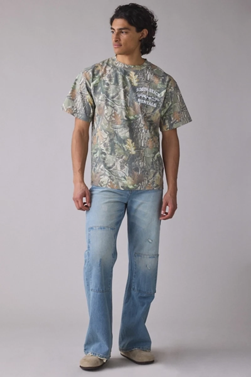 South Beach Rentals Graphic Oversized Camo Tee