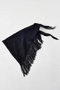 Oversized Fringed Crochet Headscarf