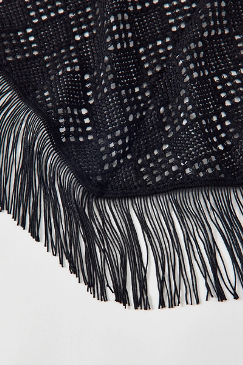 Oversized Fringed Crochet Headscarf