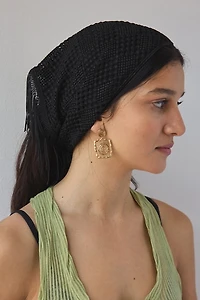 Oversized Fringed Crochet Headscarf