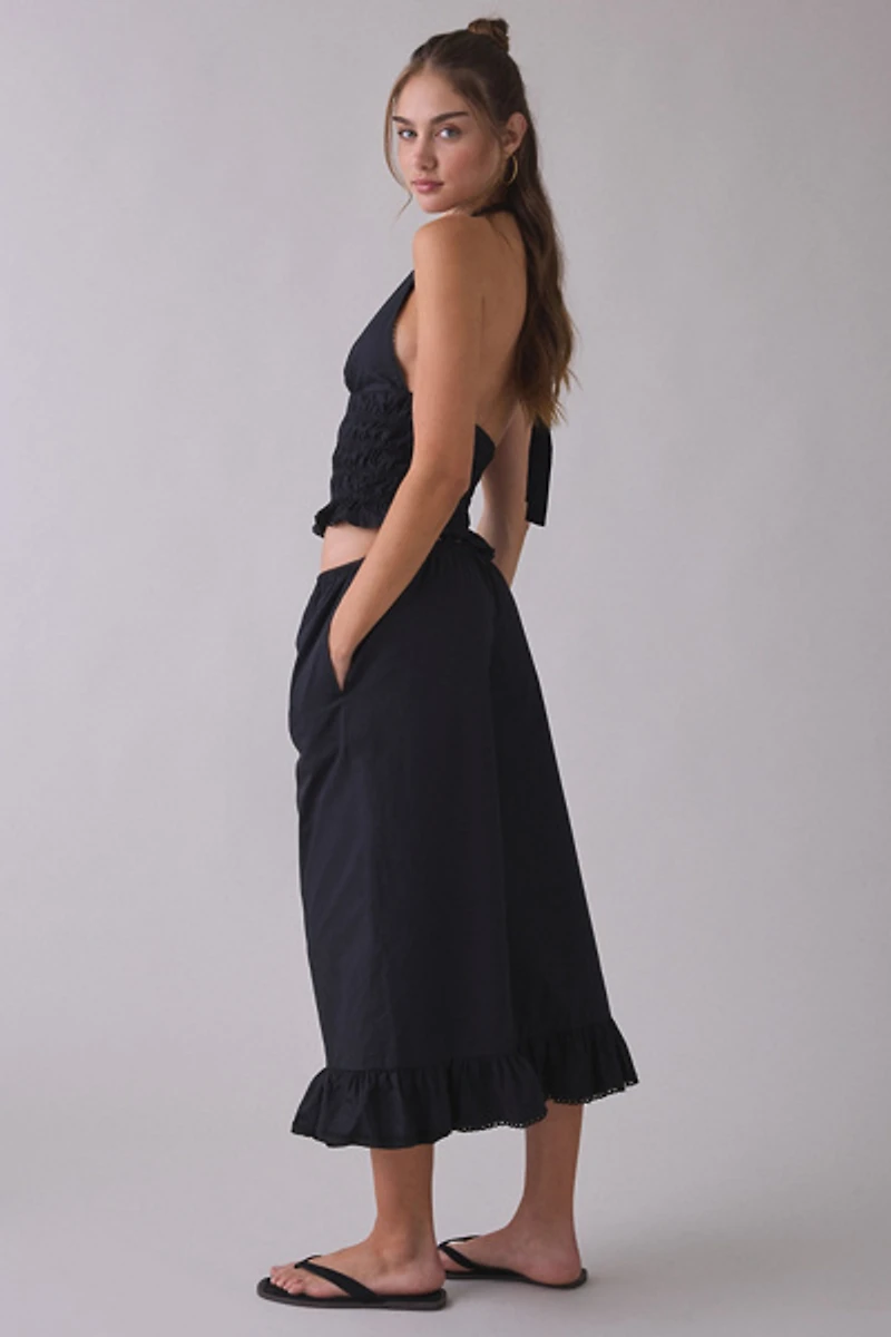 NIA Viento Ruffle Wide Leg Cropped Pants