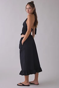 NIA Viento Ruffle Wide Leg Cropped Pants