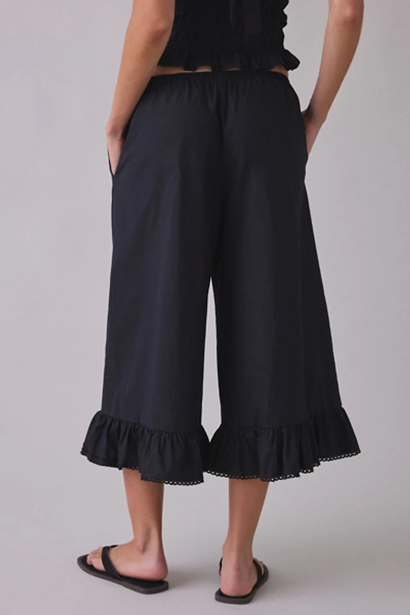 NIA Viento Ruffle Wide Leg Cropped Pants