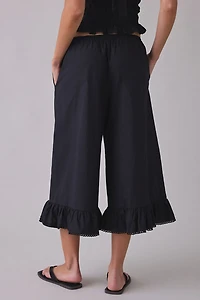 NIA Viento Ruffle Wide Leg Cropped Pants