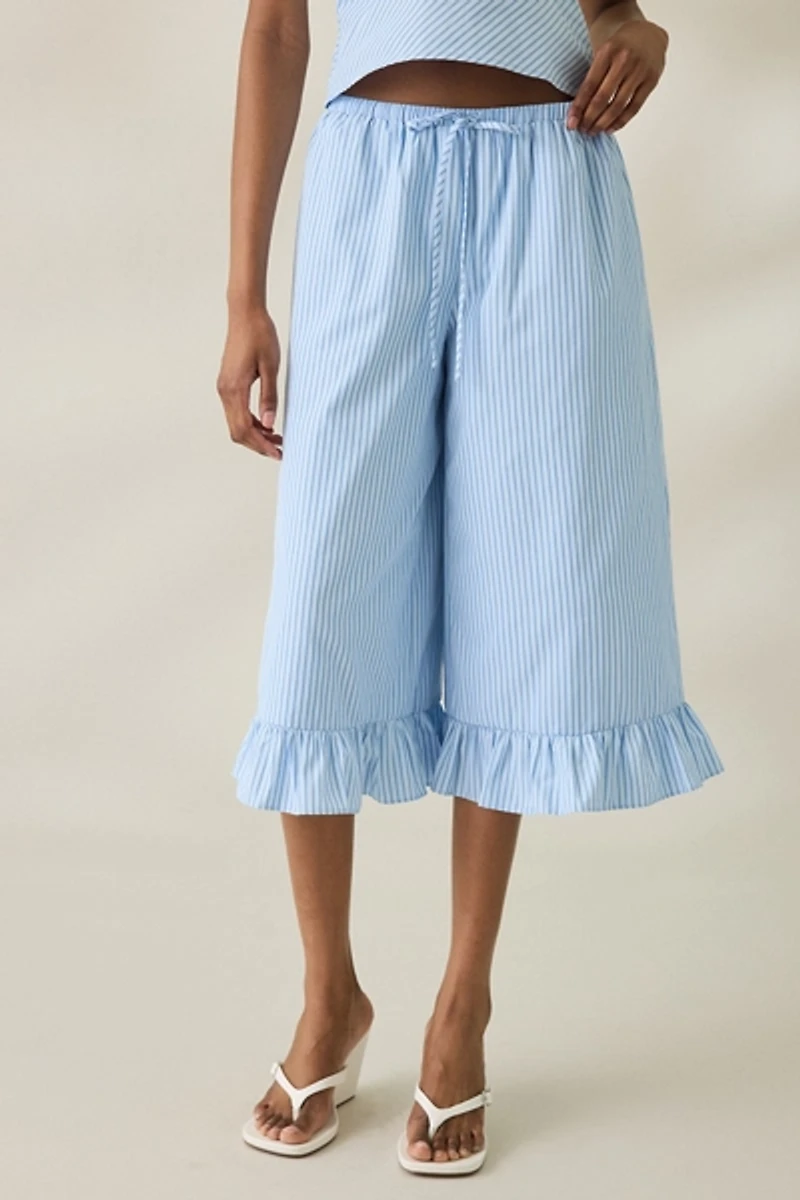 NIA Viento Ruffle Wide Leg Cropped Pants