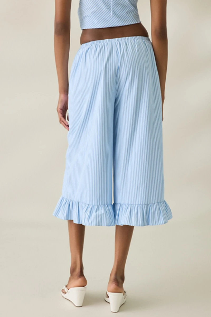 NIA Viento Ruffle Wide Leg Cropped Pants