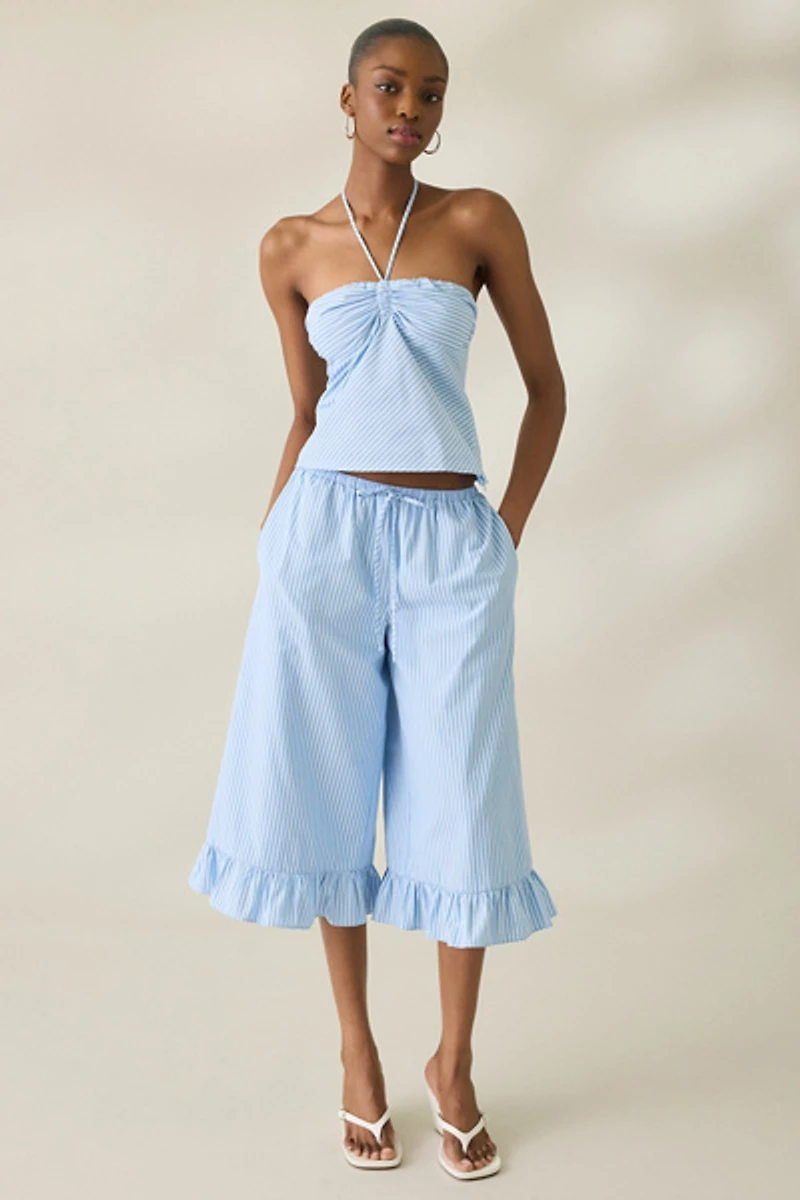 NIA Viento Ruffle Wide Leg Cropped Pants