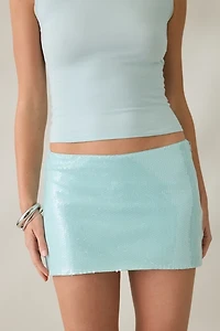 NIA Triste Sequin Low-Rise Micro Mini Skort