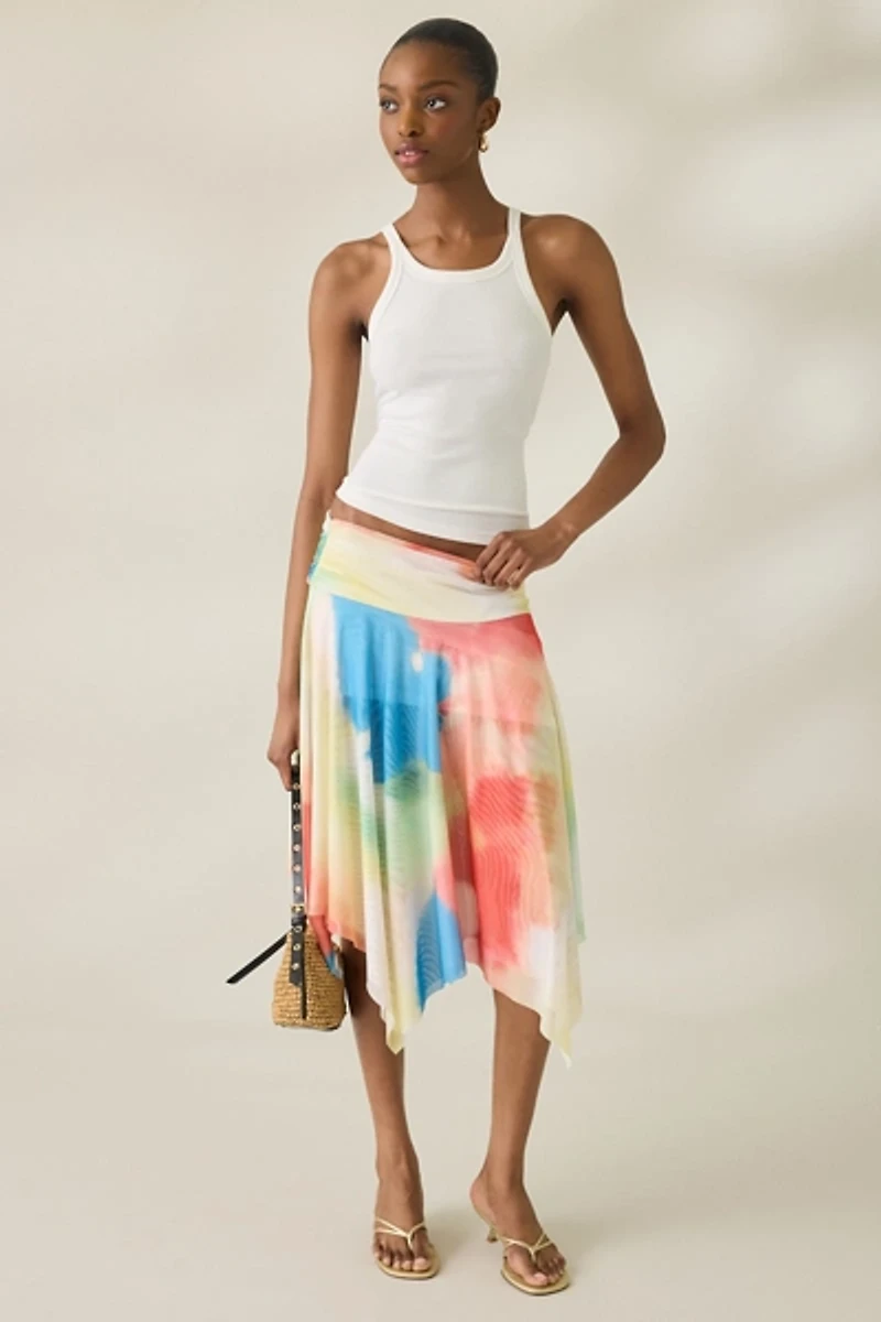 NIA Eme Handkerchief Hem Midi Skirt