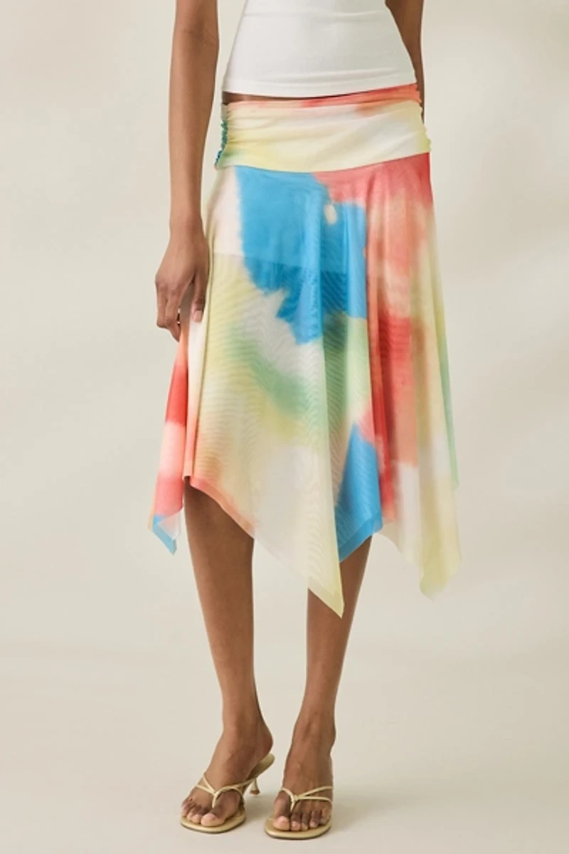 NIA Eme Handkerchief Hem Midi Skirt