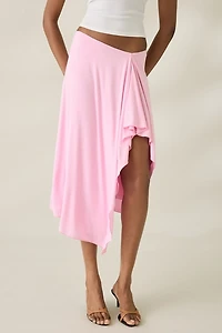NIA Mar Asymmetric Ruffle Mesh Midi Skirt