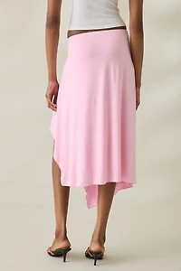 NIA Mar Asymmetric Ruffle Mesh Midi Skirt