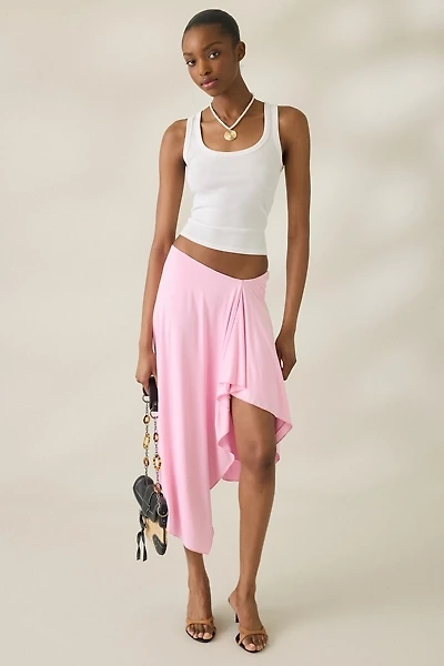 NIA Mar Asymmetric Ruffle Mesh Midi Skirt
