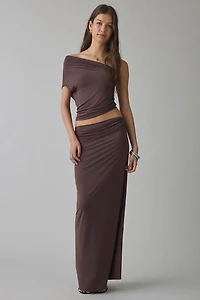 NIA Bartolo Jersey Knit Asymmetric Off-The-Shoulder Top