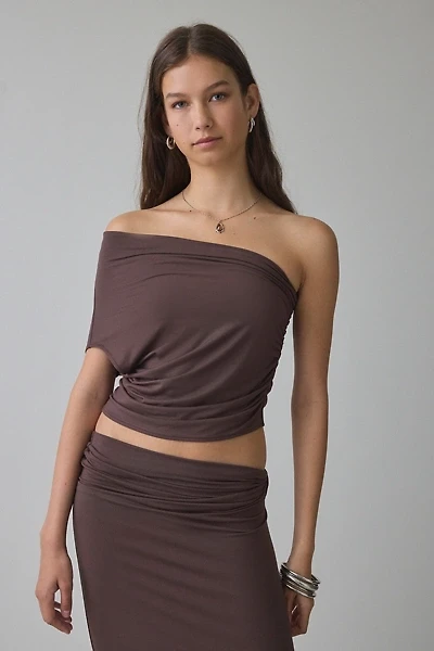 NIA Bartolo Jersey Knit Asymmetric Off-The-Shoulder Top