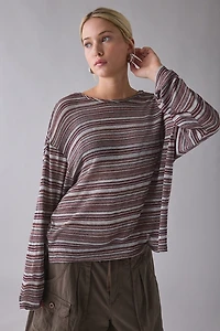 ReMADE By UO Remnants Multi-Striped Drippy Sleeve Top