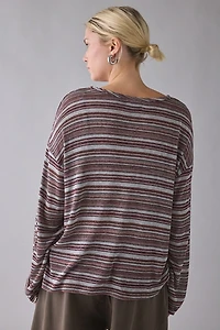 ReMADE By UO Remnants Multi-Striped Drippy Sleeve Top