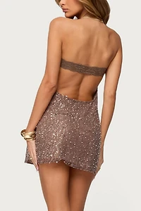 Edikted Sequin Lace Backless Mini Dress