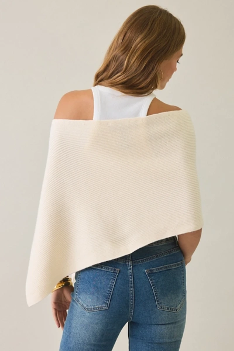 Lioness Luminous Asymmetric Ribbed Knit Poncho Top