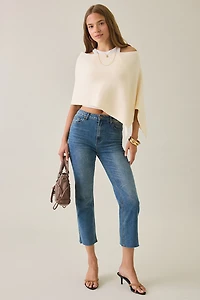 Lioness Luminous Asymmetric Ribbed Knit Poncho Top