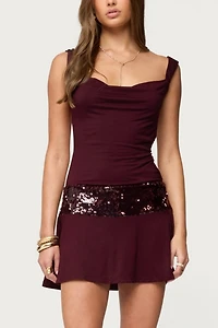Edikted Sequin Backless Cowl Neck Mini Dress