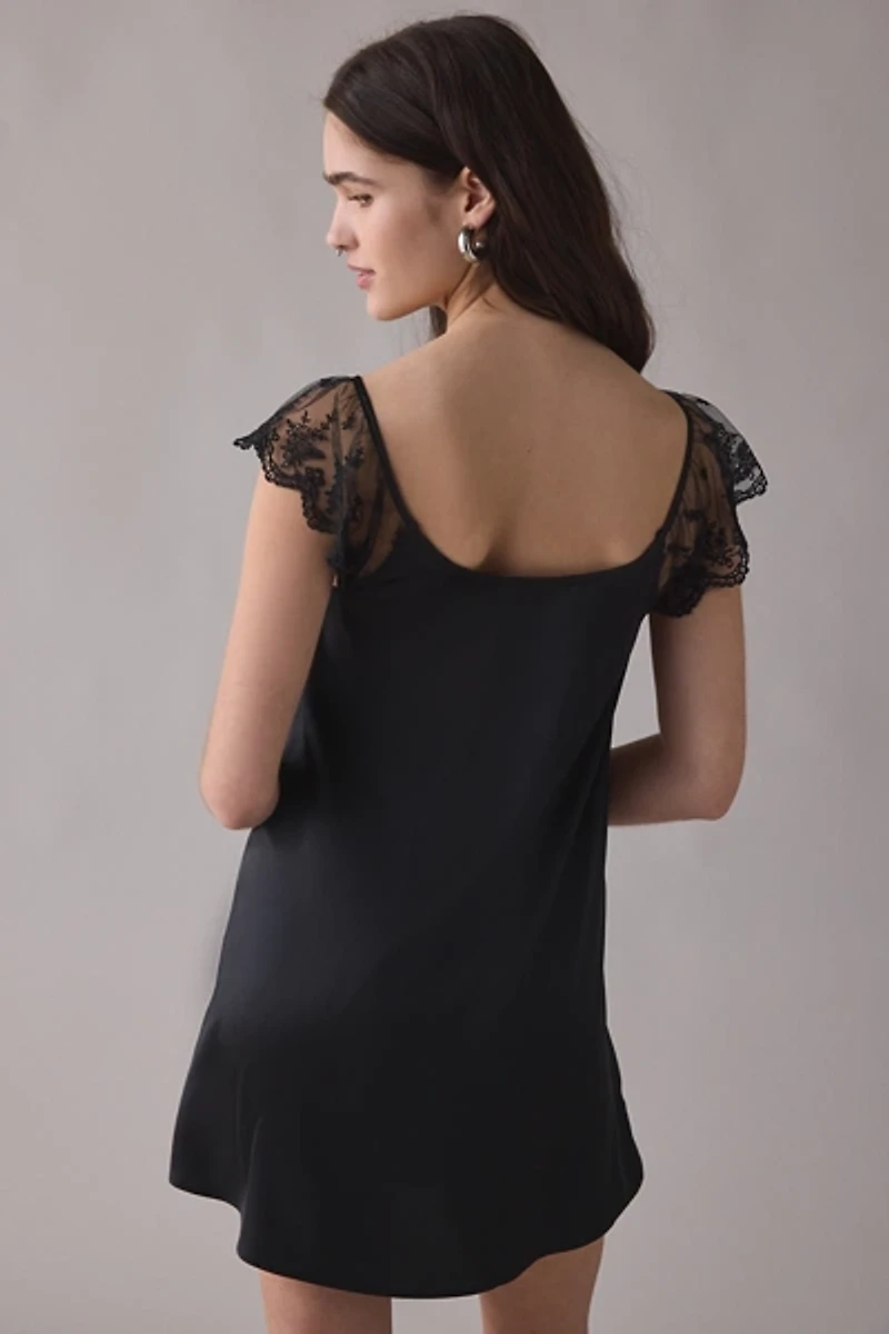 Lioness 11:11 Lace Trim Satin Mini Dress