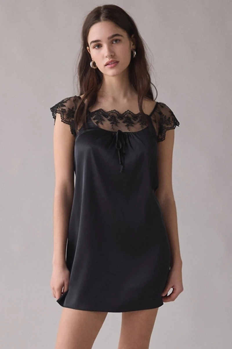 Lioness 11:11 Lace Trim Satin Mini Dress