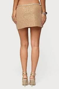 Edikted Jenny Beaded Mesh Mini Skirt
