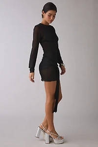 Lioness Ford Sheer Belted Long Sleeve Mini Dress