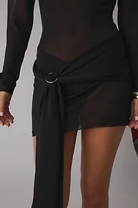 Lioness Ford Sheer Belted Long Sleeve Mini Dress