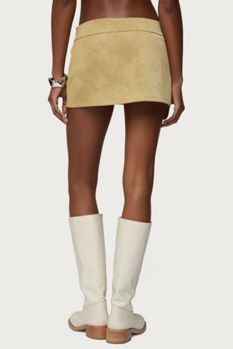 Edikted Roney Stud Faux Suede Mini Skort