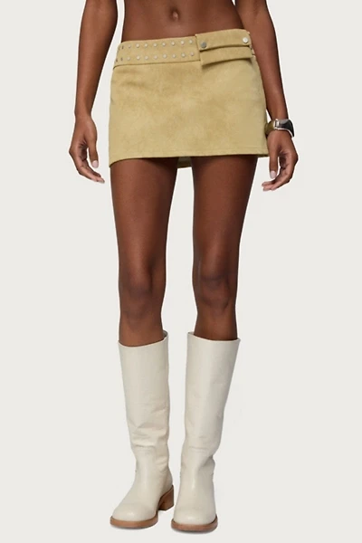 Edikted Roney Stud Faux Suede Mini Skort