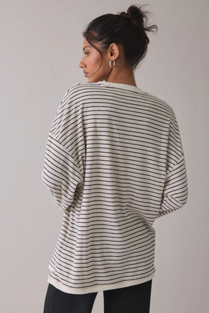 Lioness Bry Noir Stripe Oversized Long Sleeve Tee